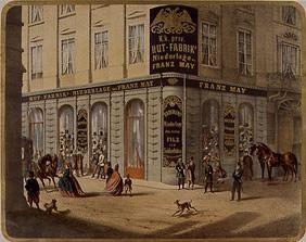 Die Wiener Niederlassung der k.u.k. Hutfabrik Franz May in der Rotenturm- strasse um 1845