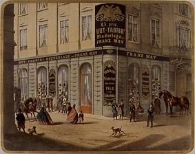 Die Wiener Niederlassung der k.u.k. Hutfabrik Franz May in der Rotenturm- strasse von Österreichischer Maler
