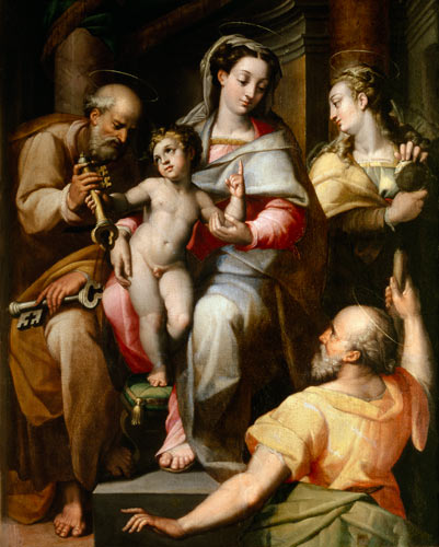 Holy Family with St. Peter and St. Mary Magdalene von Orazio Samacchini