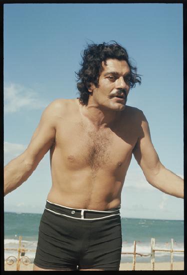 Omar Sharif on the beach 1968