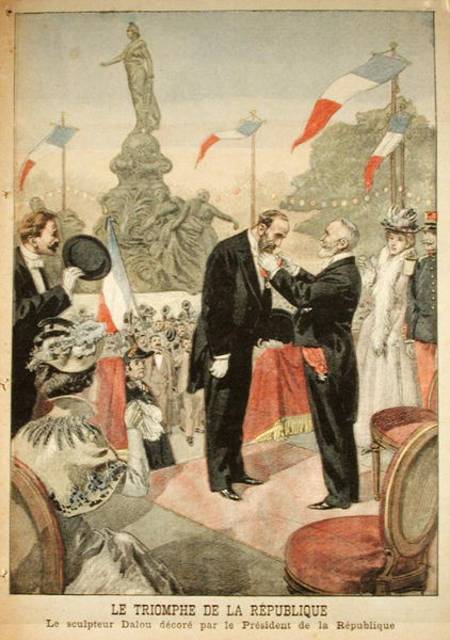 Jules Dalou (1838-1902) being awarded with the medal of the Legion of Honour by Emile Loubet (1838-1 von Oswaldo Tofani
