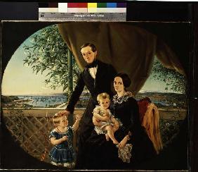 Familie auf der Terrasse über Valparaiso 1854