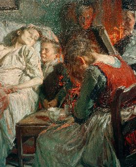 Trauernde an einem Sterbebett (Totenandacht) 1897