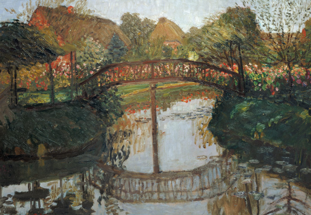Bauerngarten mit Brücke von Otto Modersohn