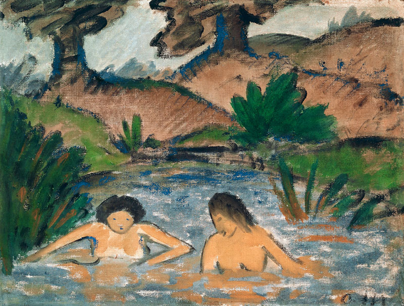 Zwei badende Mädchen von Otto Mueller