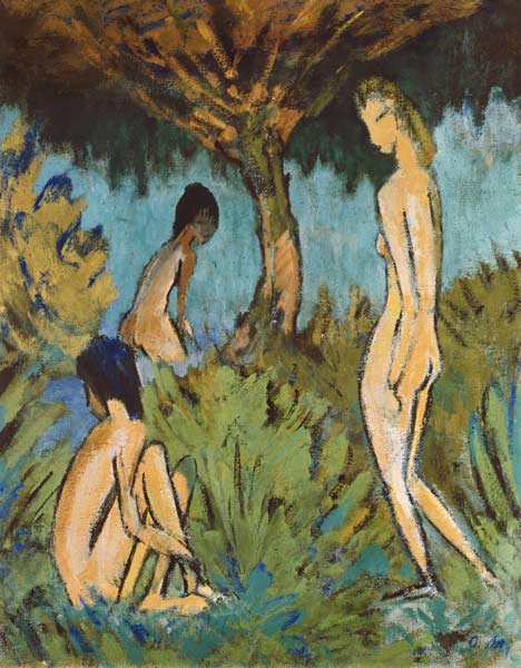 Drei badende Mädchen von Otto Mueller