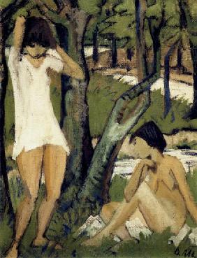 Zwei badende Mädchen (Mädchen im Hemd) 1921