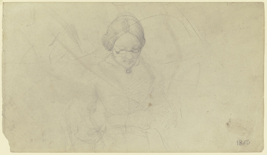 Bildnis einer älteren Frau mit gesenktem Kopf (die Mutter des Künstlers?) von Otto Scholderer