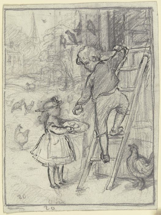Junge und Mädchen beim Eierholen von Otto Scholderer