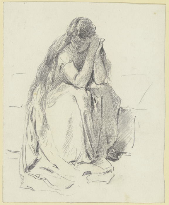 Sitzende Frau mit langem Haar (Loreley) von Otto Scholderer
