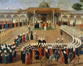 Reception at the Court of Sultan Selim III (1761-1807) at the Topkapi Palace late 18th