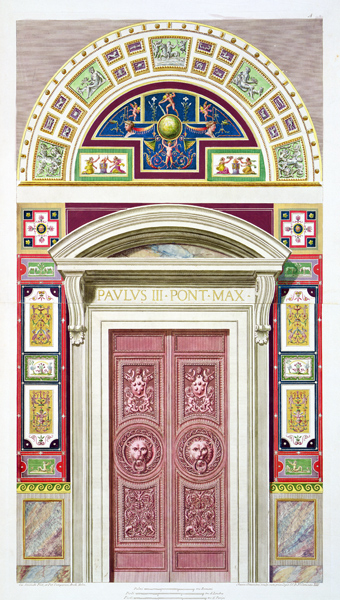 Doorway to the Raphael Loggia at the Vatican, from 'Delle Loggie di Rafaele nel Vaticano', engraved von P. Savorelli