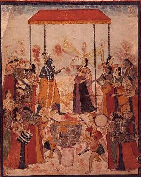 Krishna and his ladies celebrate the Festival of Holi, Guler, Punjab, Pahari School c.1780
