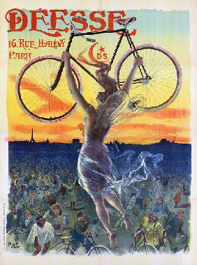 Vintage French Poster of a Goddess with a Bicycle c.1898