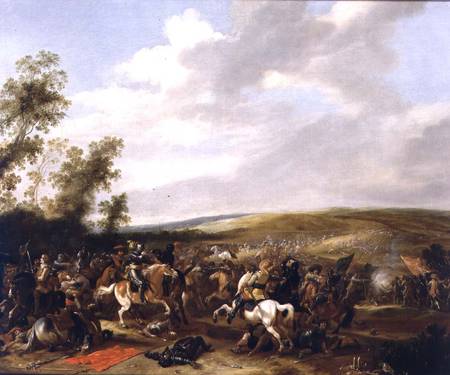 Battle Scene at Lutzen between King Gustavus Adolfus of Sweden against the Troops of Wallenstein von Palamedes Palamedesz