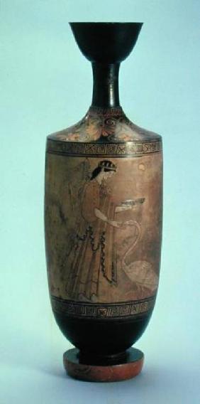 Attic white-ground Lekythos with Artemis and a swan c.490 BC