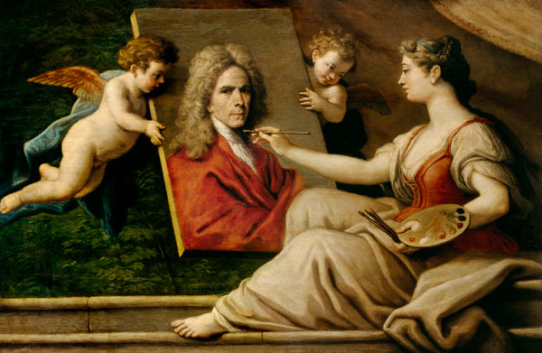 Self Portrait in an Allegory of the Arts von Paolo de Matteis