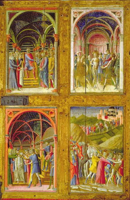 The Birth of the Virgin and Four Saints (tempera & gold leaf on panel) von Paolo  di Giovanni Fei