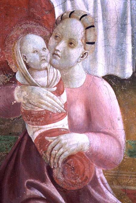 The Lives of The Virgin and St. Stephen, detail showing a mother and child, from the Cappella dell'A von Paolo Uccello