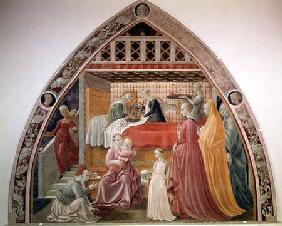The Birth of the Virgin, from the cycle of the Lives of the Virgin and St. Stephen from the Cappella 1433-34