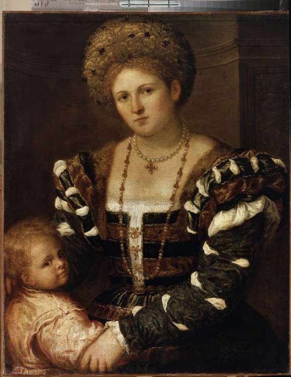 Bildnis einer Dame mit Kind von Paris Bordone