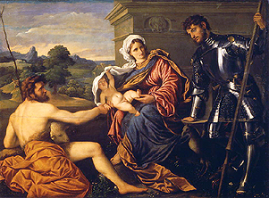 Madonna mit den Hll. Johannes d. Täufer und Georg von Paris Bordone