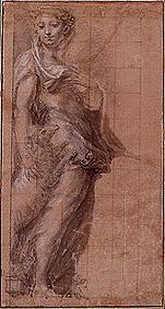 Stehende Frau mit Lamm. von Parmigianino