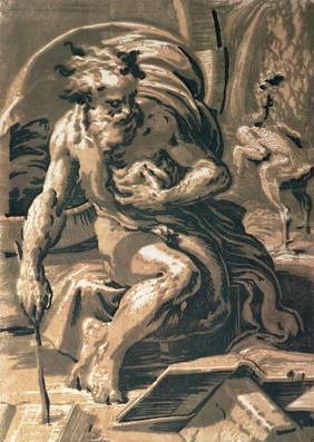 Diogenes, engraved by Ugo da Carpi (1470/80-1532) (chiaroscuro woodcut) 1806