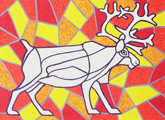 Reindeer on Stained Glass  von Pat  Scott