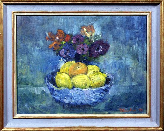 Fruit and Flowers, 1997 (oil on canvas)  von Patricia  Espir