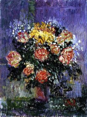 Roses and Gypsophila, 1996 (oil on canvas) 