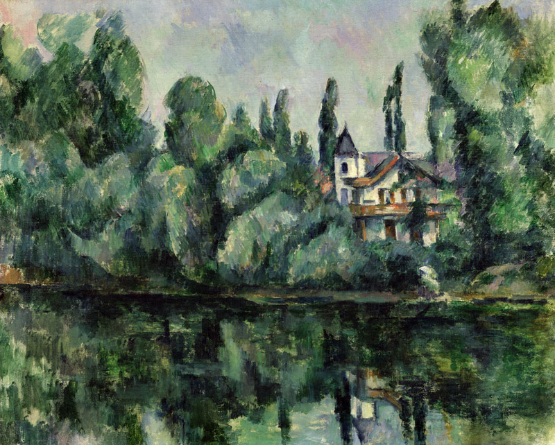 Das Ufer der Marne (Villa am Fluß) von Paul Cézanne