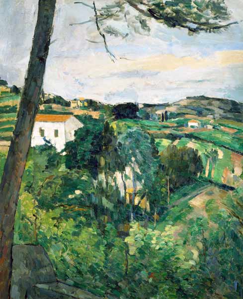Landscape with red roof or The pine at the Estaque, 1875-76 (see also 287551) von Paul Cézanne