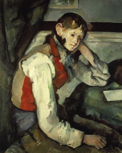 Junger Mann mit roter Weste von Paul Cézanne