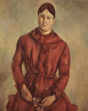 Portrait of Madame Cezanne in a Red Dress c.1890