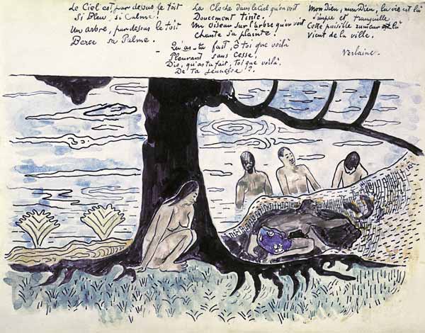 Illustration zu einem Gedicht von Verlaine Le Ciel est pardessus le toit von Paul Gauguin