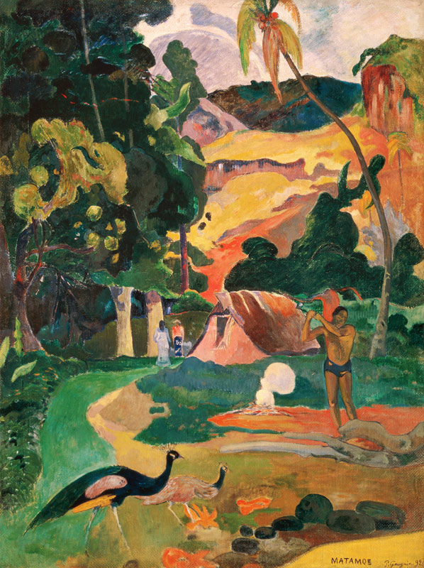 Landschaft mit Pfauen (Metamoe) von Paul Gauguin