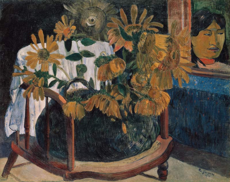 Sonnenblumen auf Armstuhl von Paul Gauguin