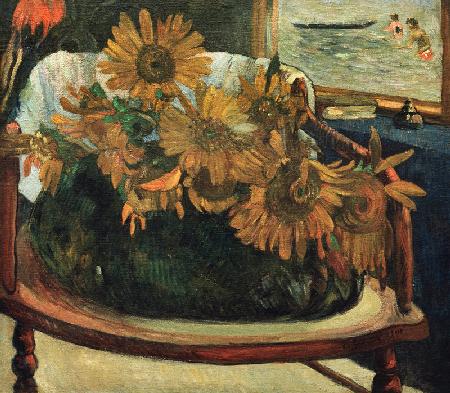 Sonnenblumen auf einem Sessel