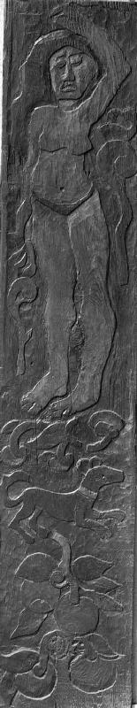 Carved vertical panel from the door frame of Gauguin's final residence in Atuona on Hiva Oa (Marques 1902