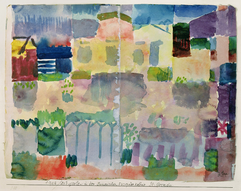 Garden in Saint-Germain, the European quarter of Tunis, 1914 (no 213) (w/c on paper on cardboard)  von Paul Klee