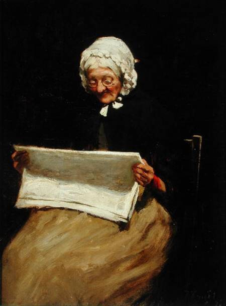 Old Woman Reading a Newspaper von Paul Knight