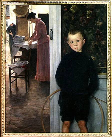 Interior with Women and a Child von Paul Mathey