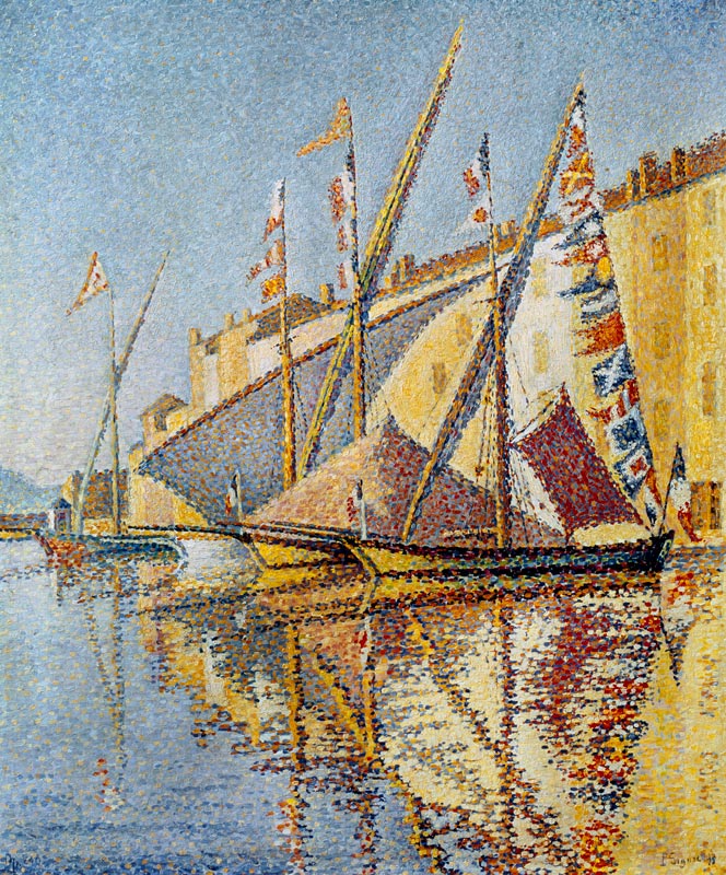 Segelboote im Hafen von St. Tropez. von Paul Signac