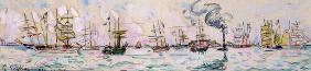 The Departure of the Fishing Trawlers to Newfoundland, 1928 (w/c on paper) 1494