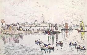 The Port of Lomalo, Brittany, 1922 (w/c & pencil on paper) 15th