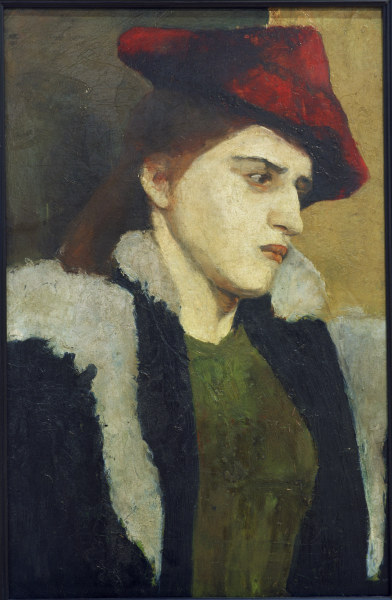 Junge Frau rot.Hut von Paula Modersohn-Becker