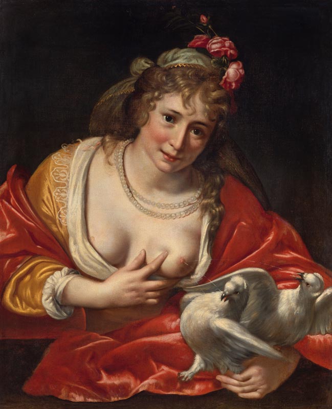 Venus, zwei Tauben nährend. von Paulus Moreelse