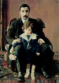 Armand Franzewitsch Auber mit seinem Sohn von Pawel Nikolajewitsch Filonow