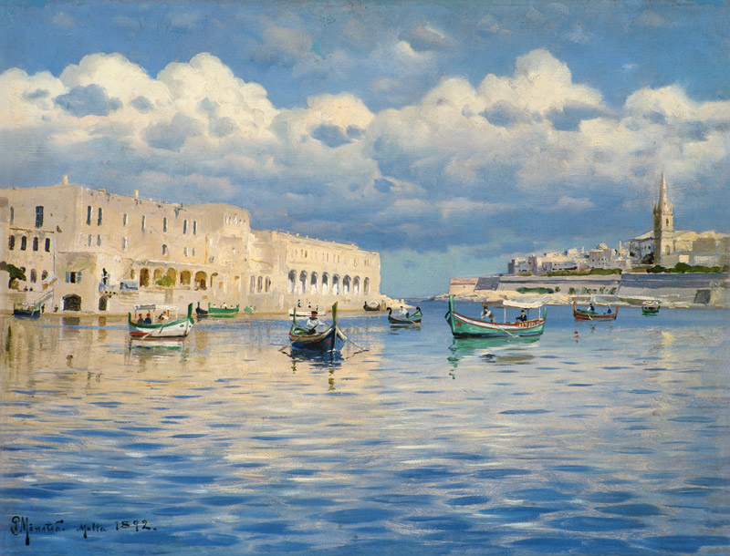 Im Hafen von Malta. von Peder Mørk Mønsted